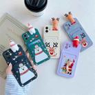 Christmas Cartoon Pattern TPU Shockproof Case with Card Slot For iPhone 13(Snowman Dark Green) - 7