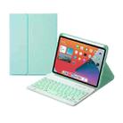 HK006 Square Keys Detachable Bluetooth Keyboard Leather Tablet Case with Holder for iPad mini 6(Mint Green) - 1