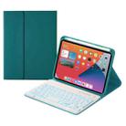 HK006D Square Keys Detachable Bluetooth Solid Color Keyboard Leather Tablet Case with Colorful Backlight & Holder for iPad mini 6(Dark Green) - 1