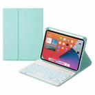 HK006D Square Keys Detachable Bluetooth Solid Color Keyboard Leather Tablet Case with Colorful Backlight & Holder for iPad mini 6(Mint Green) - 1