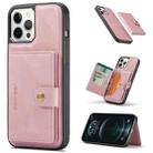 For iPhone 13 Pro JEEHOOD Retro Magnetic Detachable Protective Case with Wallet & Card Slot & Holder (Pink) - 1