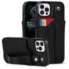 For iPhone 12 Pro Max Crazy Horse Texture Shockproof TPU + PU Leather Case with Card Slot & Wrist Strap Holder(Black) - 1