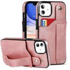 For iPhone 11 Crazy Horse Texture Shockproof TPU + PU Leather Case with Card Slot & Wrist Strap Holder (Rose Gold) - 1