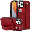 For iPhone 11 Pro Crazy Horse Texture Shockproof TPU + PU Leather Case with Card Slot & Wrist Strap Holder (Red) - 1