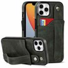 For iPhone 11 Pro Crazy Horse Texture Shockproof TPU + PU Leather Case with Card Slot & Wrist Strap Holder (Emerald Green) - 1