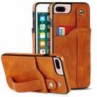 Crazy Horse Texture Shockproof TPU + PU Leather Case with Card Slot & Wrist Strap Holder For iPhone 7 Plus / 8 Plus(Yellow) - 1