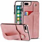 Crazy Horse Texture Shockproof TPU + PU Leather Case with Card Slot & Wrist Strap Holder For iPhone 7 Plus / 8 Plus(Rose Gold) - 1