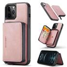 For iPhone 13 JEEHOOD Magnetic Zipper Horizontal Flip Leather Case with Holder & Card Slot & Wallet(Pink) - 1