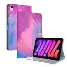 For iPad mini 6 Watercolor Pattern Skin Feel Magnetic Horizontal Flip PU Leather Tablet Case with Holder & Card Slots & Photo Frame(Purple Red) - 1