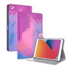Watercolor Pattern Skin Feel Magnetic Horizontal Flip PU Leather Case with Holder & Card Slots & Photo Frame & Sleep / Wake-up Function For iPad 9.7 (2018 & 2017) / Air 2 / Air(Purple Red) - 1