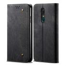 For OPPO A9 / F11 Denim Texture Casual Style Horizontal Flip Leather Case with Holder & Card Slots & Wallet(Black) - 1