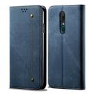 For OPPO A9 / F11 Denim Texture Casual Style Horizontal Flip Leather Case with Holder & Card Slots & Wallet(Blue) - 1