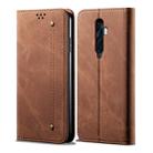 For OPPO Reno 2 Denim Texture Casual Style Horizontal Flip Leather Case with Holder & Card Slots & Wallet(Brown) - 1