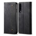 For Huawei P30 Denim Texture Casual Style Horizontal Flip Leather Case with Holder & Card Slots & Wallet(Black) - 1