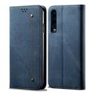 For Huawei P30 Denim Texture Casual Style Horizontal Flip Leather Case with Holder & Card Slots & Wallet(Blue) - 1