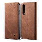 For Huawei P30 Denim Texture Casual Style Horizontal Flip Leather Case with Holder & Card Slots & Wallet(Brown) - 1