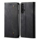 For Huawei Honor 20 Denim Texture Casual Style Horizontal Flip Leather Case with Holder & Card Slots & Wallet(Black) - 1