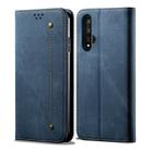 For Huawei Honor 20 Denim Texture Casual Style Horizontal Flip Leather Case with Holder & Card Slots & Wallet(Blue) - 1