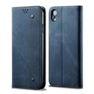 For iPhone XR Denim Texture Casual Style Horizontal Flip Leather Case with Holder & Card Slots & Wallet(Blue) - 1
