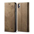 For iPhone XR Denim Texture Casual Style Horizontal Flip Leather Case with Holder & Card Slots & Wallet(Khaki) - 1