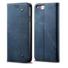 For iPhone 7 Plus / 8 Plus Denim Texture Casual Style Horizontal Flip Leather Case with Holder & Card Slots & Wallet(Blue) - 1