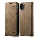 For iPhone 11 Pro Max Denim Texture Casual Style Horizontal Flip Leather Case with Holder & Card Slots & Wallet(Khaki) - 1