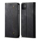For iPhone 11 Denim Texture Casual Style Horizontal Flip Leather Case with Holder & Card Slots & Wallet(Black) - 1