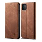 For iPhone 11 Denim Texture Casual Style Horizontal Flip Leather Case with Holder & Card Slots & Wallet(Brown) - 1