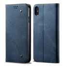 For iPhone X / XS Denim Texture Casual Style Horizontal Flip Leather Case with Holder & Card Slots & Wallet(Blue) - 1