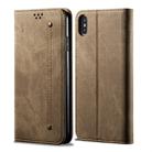 For iPhone X / XS Denim Texture Casual Style Horizontal Flip Leather Case with Holder & Card Slots & Wallet(Khaki) - 1