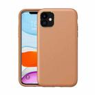 Electroplating Leather Texture PC + TPU Shockproof Case For iPhone 11(Yellow Brown) - 1