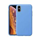 Electroplating Leather Texture PC + TPU Shockproof Case For iPhone X & XS(Light Blue) - 1