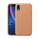 Electroplating Leather Texture PC + TPU Shockproof Case For iPhone XR(Yellow Brown) - 1