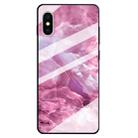 For iPhone XS / X Marble Pattern Glass Protective Case(Red) - 1