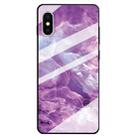 For iPhone XS / X Marble Pattern Glass Protective Case(Purple) - 1