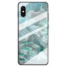 For iPhone XS / X Marble Pattern Glass Protective Case(Cyan) - 1