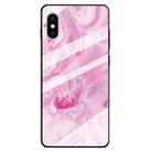 For iPhone XS / X Marble Pattern Glass Protective Case(Rose Red) - 1