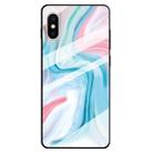 For iPhone XS / X Marble Pattern Glass Protective Case(Blue) - 1