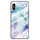 For iPhone XS / X Marble Pattern Glass Protective Case(Ink Purple) - 1