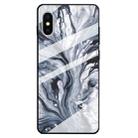 For iPhone XS / X Marble Pattern Glass Protective Case(Ink Black) - 1