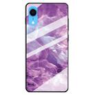 For iPhone XR Marble Pattern Glass Protective Case(Purple) - 1