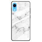 For iPhone XR Marble Pattern Glass Protective Case(White) - 1