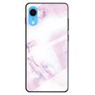 For iPhone XR Marble Pattern Glass Protective Case(Pink) - 1