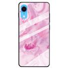 For iPhone XR Marble Pattern Glass Protective Case(Rose Red) - 1