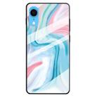 For iPhone XR Marble Pattern Glass Protective Case(Blue) - 1