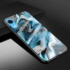 For iPhone XR Marble Pattern Glass Protective Case(Ink Blue) - 2