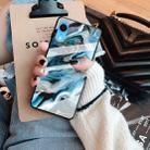 For iPhone XR Marble Pattern Glass Protective Case(Ink Blue) - 5