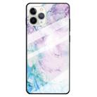 For iPhone 11 Pro Marble Pattern Glass Protective Case(Ink Pink) - 1