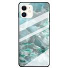 For iPhone 11 Marble Pattern Glass Protective Case(Cyan) - 1