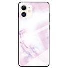 For iPhone 11 Marble Pattern Glass Protective Case(Pink) - 1